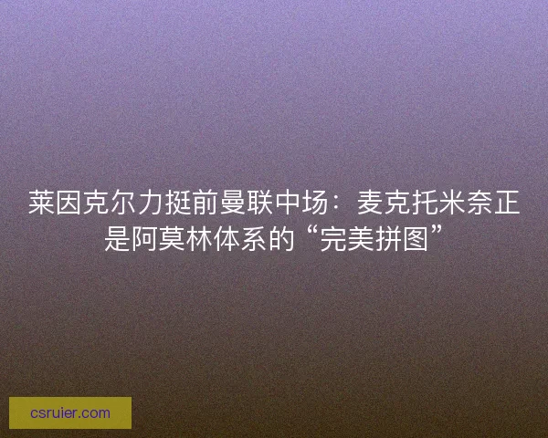 莱因克尔力挺前曼联中场：麦克托米奈正是阿莫林体系的 “完美拼图”