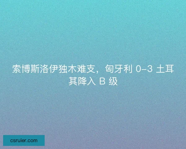 索博斯洛伊独木难支，匈牙利 0-3 土耳其降入 B 级