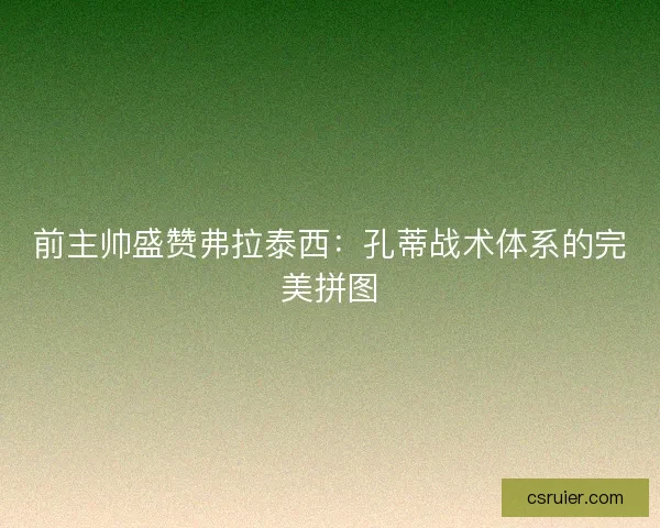 前主帅盛赞弗拉泰西：孔蒂战术体系的完美拼图